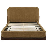 Baldacci Curry/Walnut Upholstered Queen Platform Bed by Coaster at Eve Furniture