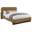 Baldacci Curry/Walnut Upholstered Queen Platform Bed by Coaster at Eve Furniture