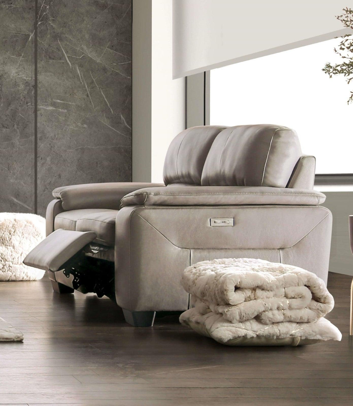 Balderico Taupe Power Reclining Loveseat by Furniture of America at Eve Furniture