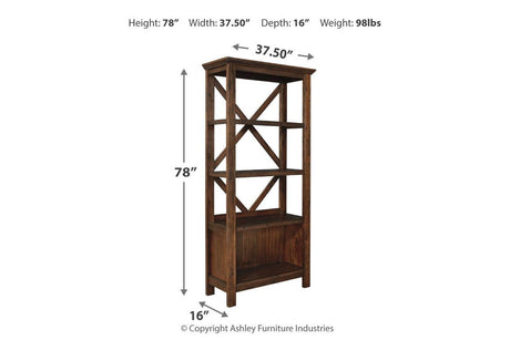 Baldridge Rustic Brown 75" Bookcase by Ashley at Eve Furniture