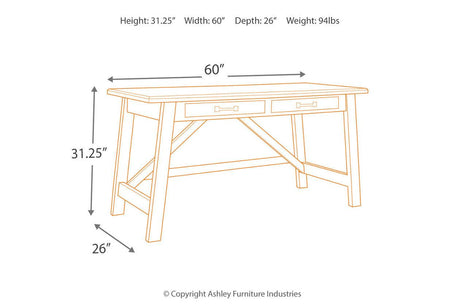 Baldridge Rustic Brown Home Office Desk by Ashley at Eve Furniture