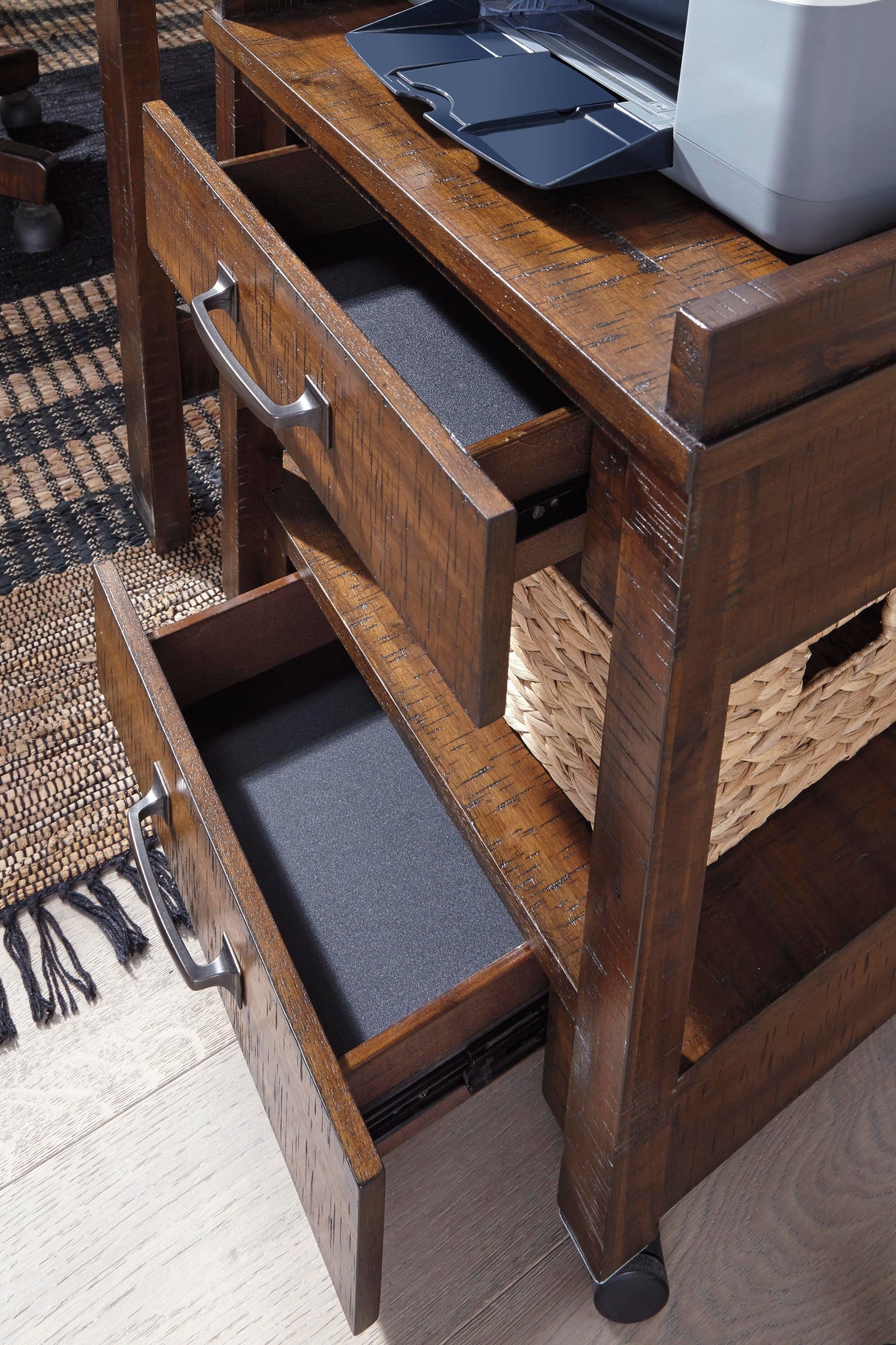 Baldridge Rustic Brown Printer Stand by Ashley at Eve Furniture