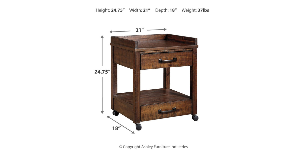 Baldridge Rustic Brown Printer Stand by ASHLEY FURNITURE at Eve Furniture