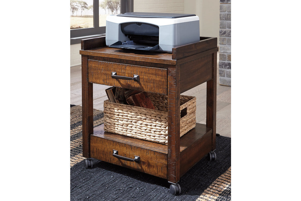 Baldridge Rustic Brown Printer Stand by ASHLEY FURNITURE at Eve Furniture