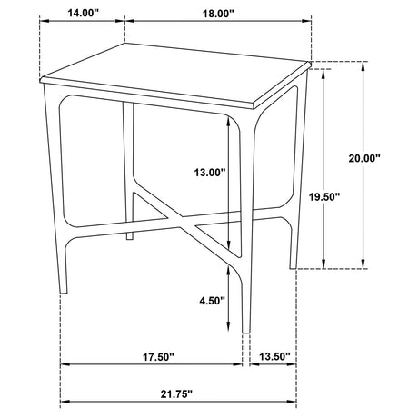 Baldwin White and Gold Rectangular Marble Top Side Table by Coaster at Eve Furniture