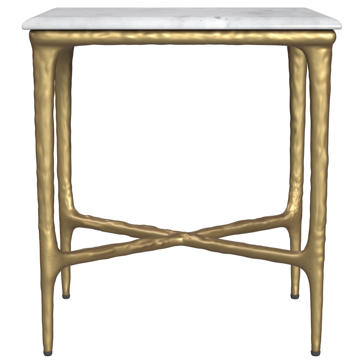 Baldwin White and Gold Rectangular Marble Top Side Table by Coaster at Eve Furniture