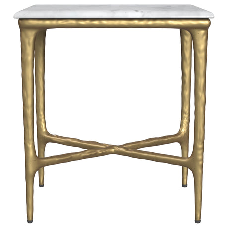 Baldwin White and Gold Rectangular Marble Top Side Table by Coaster at Eve Furniture