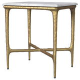 Baldwin White and Gold Rectangular Marble Top Side Table by Coaster at Eve Furniture
