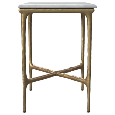 Baldwin White and Gold Rectangular Marble Top Side Table by Coaster at Eve Furniture