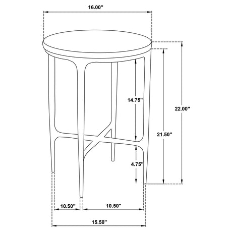 Baldwin White and Gold Round Marble Top Side Table by Coaster at Eve Furniture