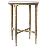 Baldwin White and Gold Round Marble Top Side Table by Coaster at Eve Furniture
