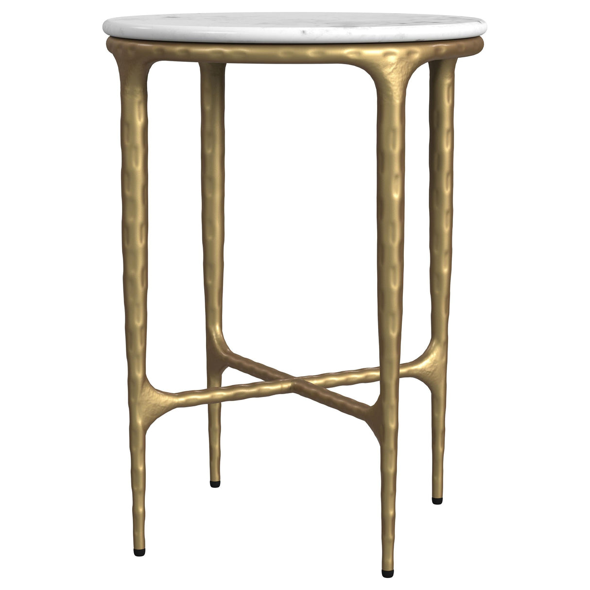 Baldwin White and Gold Round Marble Top Side Table by Coaster at Eve Furniture