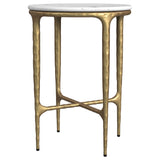 Baldwin White and Gold Round Marble Top Side Table by Coaster at Eve Furniture