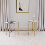 Baldwin White and Gold Round Marble Top Side Table by Coaster at Eve Furniture