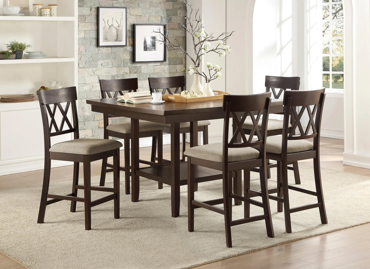 Balin Dark Brown Counter Height Chair, Double X Back, Set of 2 by Homelegance at Eve Furniture