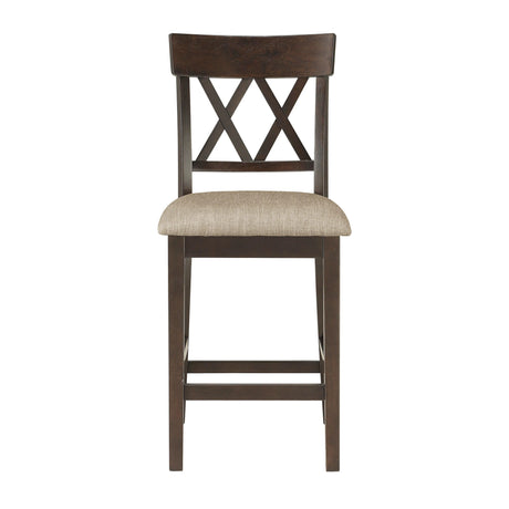 Balin Dark Brown Counter Height Chair, Double X Back, Set of 2 by Homelegance at Eve Furniture