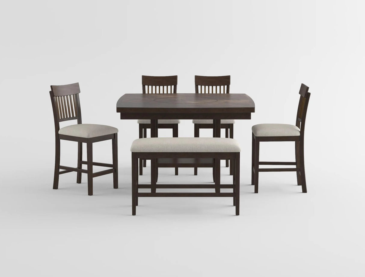 Balin Dark Brown Counter Height Table with Lazy Susan by Homelegance at Eve Furniture