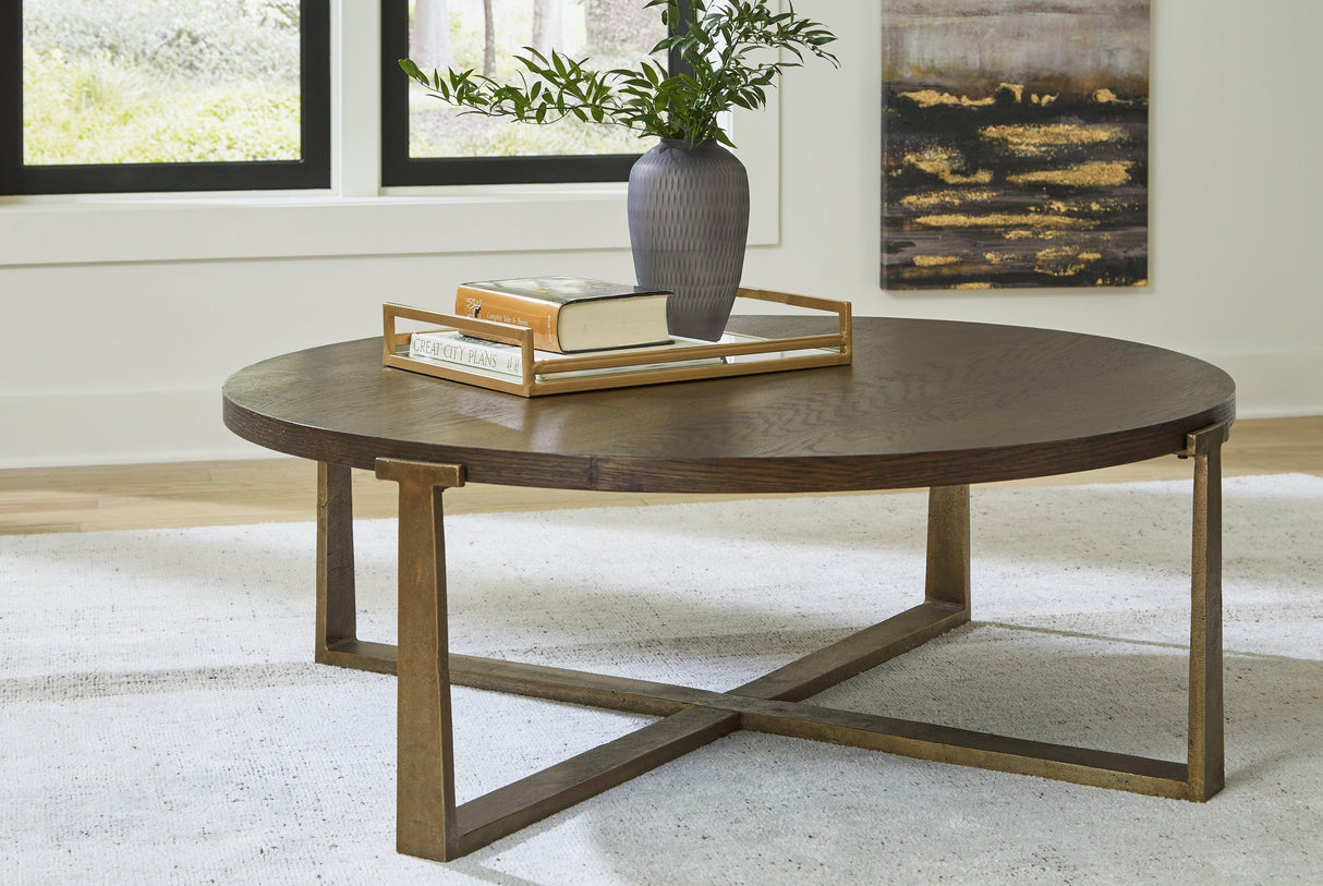 Balintmore Brown/Gold Finish Coffee Table and 2 End Tables by Ashley at Eve Furniture