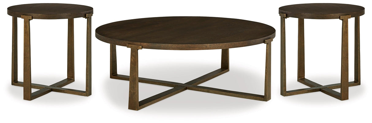 Balintmore Brown/Gold Finish Coffee Table and 2 End Tables by Ashley at Eve Furniture