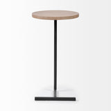 Ballatine Brown Wood Round Top w/ Black Metal Base Accent Table by Mercana at Eve Furniture
