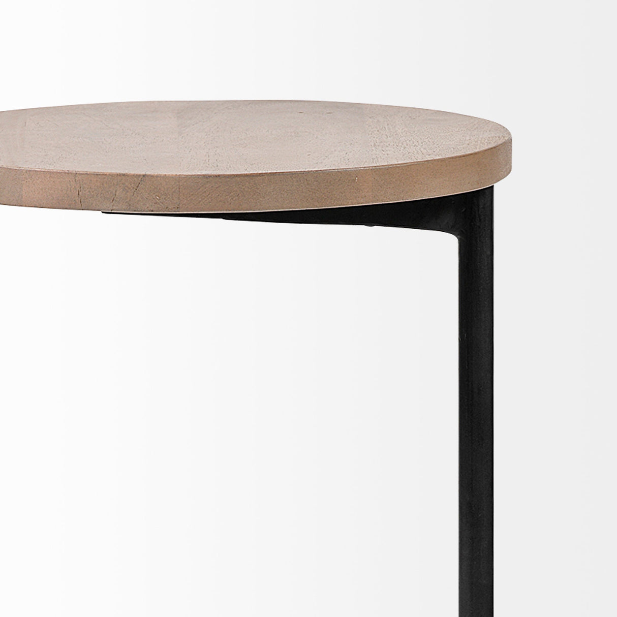 Ballatine Brown Wood Round Top w/ Black Metal Base Accent Table by Mercana at Eve Furniture