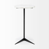 Ballatine II 15L x 15W x 27L White Marble Round Top White w/ Black Metal Base Accent Table by Mercana at Eve Furniture