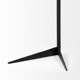 Ballatine II 15L x 15W x 27L White Marble Round Top White w/ Black Metal Base Accent Table by Mercana at Eve Furniture