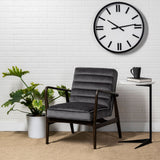 Ballatine II 15L x 15W x 27L White Marble Round Top White w/ Black Metal Base Accent Table by Mercana at Eve Furniture
