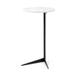 Ballatine II 15L x 15W x 27L White Marble Round Top White w/ Black Metal Base Accent Table by Mercana at Eve Furniture