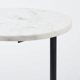 Ballatine II White Marble Round Top White w/ Black Metal Base Accent Table by Mercana at Eve Furniture