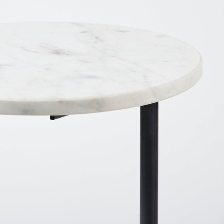 Ballatine II White Marble Round Top White w/ Black Metal Base Accent Table by Mercana at Eve Furniture