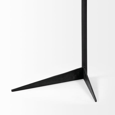 Ballatine II White Marble Round Top White w/ Black Metal Base Accent Table by Mercana at Eve Furniture