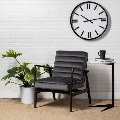 Ballatine II White Marble Round Top White w/ Black Metal Base Accent Table by Mercana at Eve Furniture