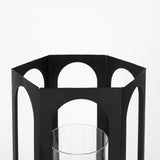 Balley Set of Two Matte Black Metal Hexagonal Candle Holder Lanterns by Mercana at Eve Furniture