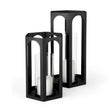 Balley Set of Two Matte Black Metal Hexagonal Candle Holder Lanterns by Mercana at Eve Furniture