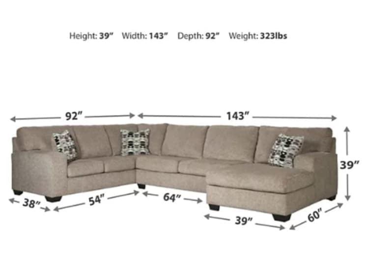 Ballinasloe Platinum 3-Piece Right Arm Facing (RAF) Chaise Sectional by Ashley at Eve Furniture