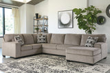 Ballinasloe Platinum 3-Piece Right Arm Facing (RAF) Chaise Sectional by Ashley at Eve Furniture