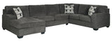Ballinasloe Smoke 3-Piece Left Arm Facing (LAF) Chaise Sectional by Ashley at Eve Furniture