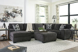 Ballinasloe Smoke 3-Piece Left Arm Facing (LAF) Chaise Sectional by Ashley at Eve Furniture