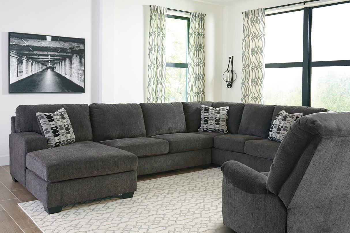 Ballinasloe Smoke 3-Piece Left Arm Facing (LAF) Chaise Sectional by Ashley at Eve Furniture