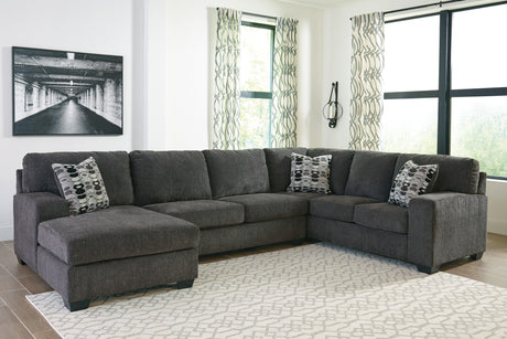 Ballinasloe Smoke 3-Piece Left Arm Facing (LAF) Chaise Sectional by Ashley at Eve Furniture