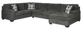 Ballinasloe Smoke 3-Piece Right Arm Facing (RAF) Chaise Sectional by Ashley at Eve Furniture