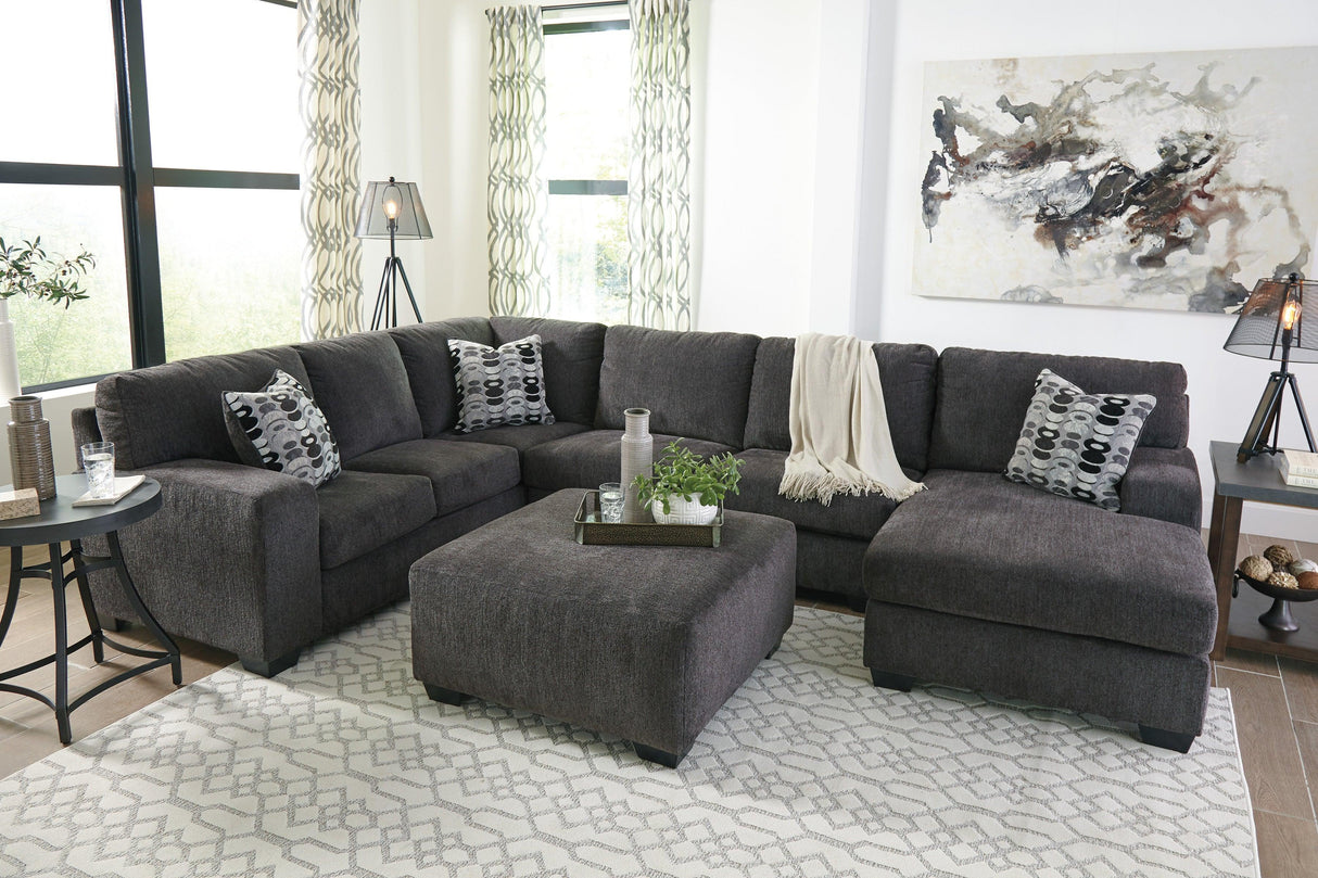 Ballinasloe Smoke 3-Piece Right Arm Facing (RAF) Chaise Sectional by Ashley at Eve Furniture