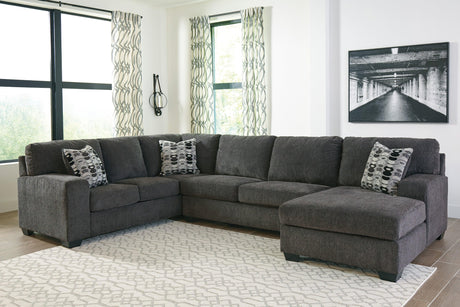Ballinasloe Smoke 3-Piece Right Arm Facing (RAF) Chaise Sectional by Ashley at Eve Furniture
