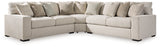 Ballyton Sand 3-Piece Sectional with Ottoman by Ashley at Eve Furniture