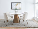 Balos Stone Top Hexagonal Dining Table in Chanelle and Bronze