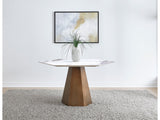 Balos Stone Top Hexagonal Dining Table in Chanelle and Bronze