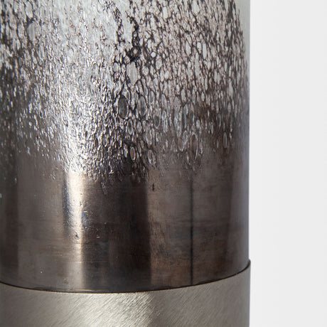 Baltic I Tall White Brushed Silver Metal Bottom Glass Vase by Mercana at Eve Furniture