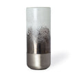 Baltic I Tall White Brushed Silver Metal Bottom Glass Vase by Mercana at Eve Furniture