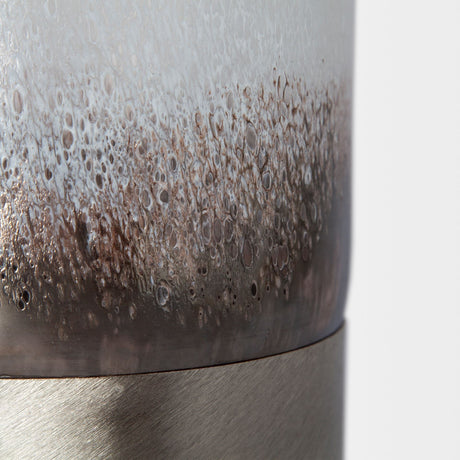 Baltic II Large White Brushed Silver Metal Bottom Glass Vase by Mercana at Eve Furniture
